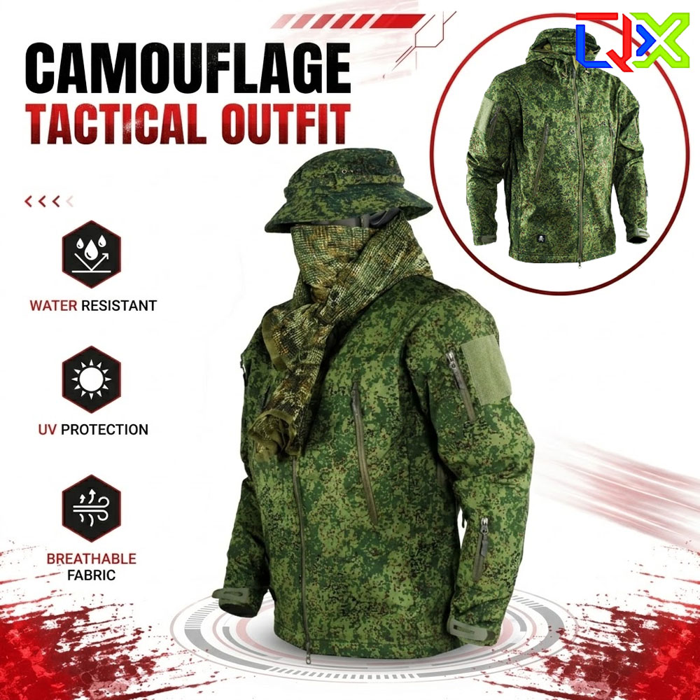 Hunting Outdoor Jacket - QX EMR Dijital Flora Kamuflaj Taktik