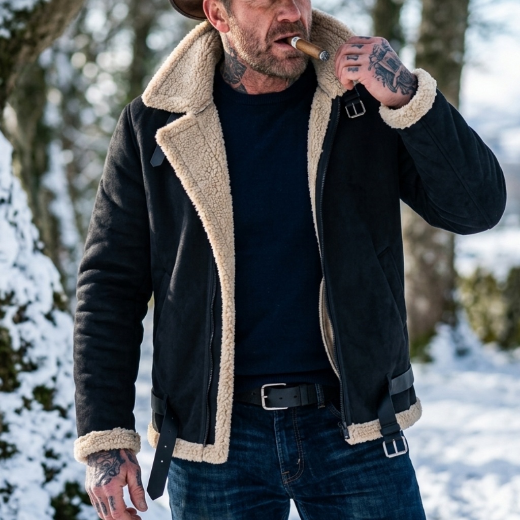 Hunting Outdoor Jacket - Erkekler Kış Suni Süet Ceket Polar